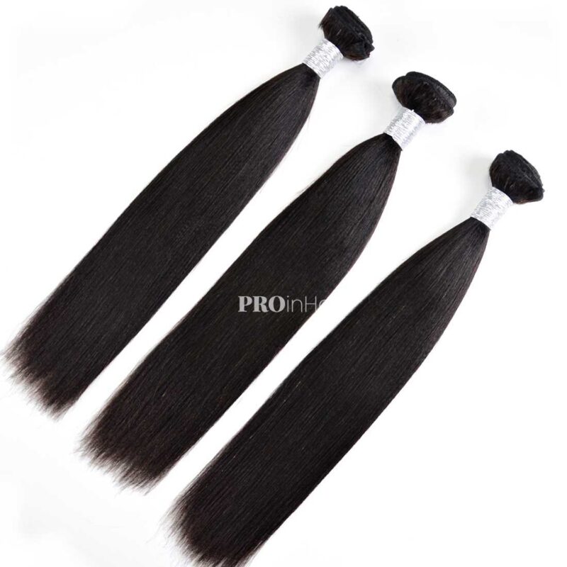 Double Drawn Hair Wefts 3pcs Yaki Straight Bundles Best Virgin Human Hair - Image 3