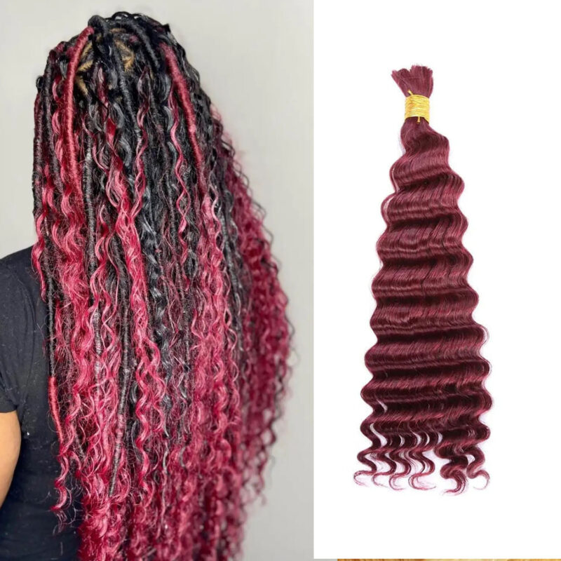 #99J Deep Wave DIY BOHO Braids Human Hair Bulk Double Drawn Full To End Top Quality - Image 3