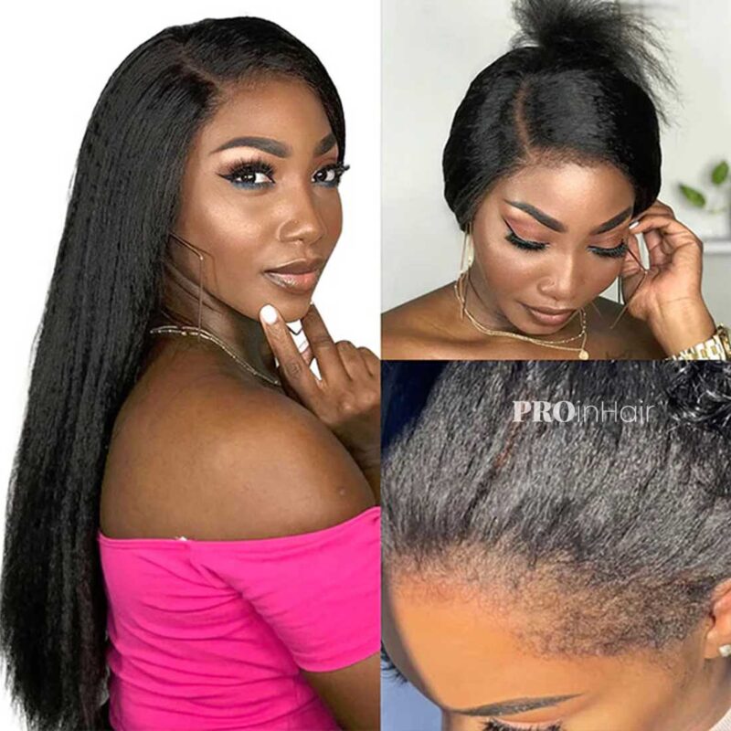 Jacey Most Natural Kinky Straight With 4c Edges Hairline HD Wig Glueless Super Fine HD lace wig Bleached Knots - Image 2
